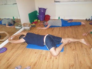 Sam doing pilates